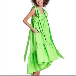 NWT Christopher John Rogers x Target Tie Strap High-Low Babydoll Dress in Green